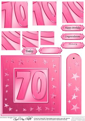70th Bright Metallic Age Quick Card with Twisted Pyramage