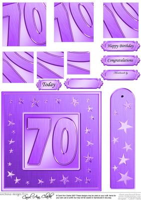 70th Bright Metallic Age Quick Card with Twisted Pyramage