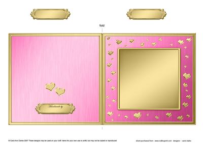 Square Metallic Romantic Hearts Plain Card Base Portrait