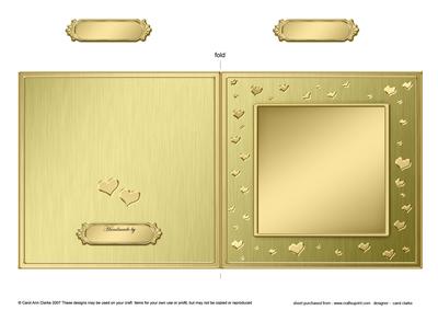 Square Metallic Romantic Hearts Plain Card Base Portrait