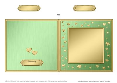 Square Metallic Romantic Hearts Plain Card Base Portrait
