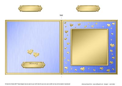 Square Metallic Romantic Hearts Plain Card Base Portrait