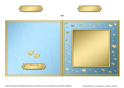 Square Metallic Romantic Hearts Plain Card Base Portrait