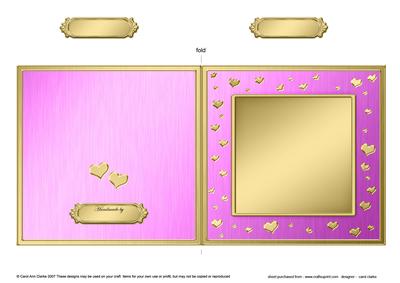 Square Metallic Romantic Hearts Plain Card Base Portrait