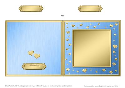 Square Metallic Romantic Hearts Plain Card Base Portrait