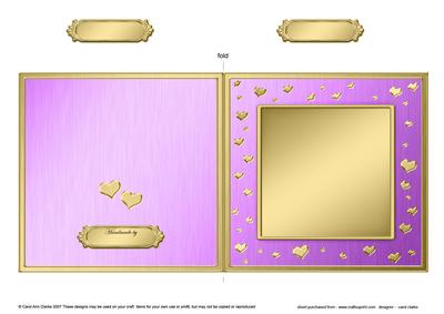 Square Metallic Romantic Hearts Plain Card Base Portrait