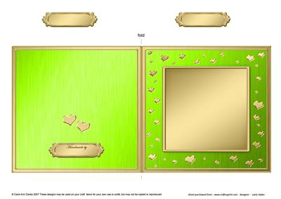 Square Metallic Romantic Hearts Plain Card Base Portrait