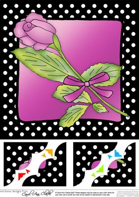 8 x 8 Single Rose Scalloped Corner Topper