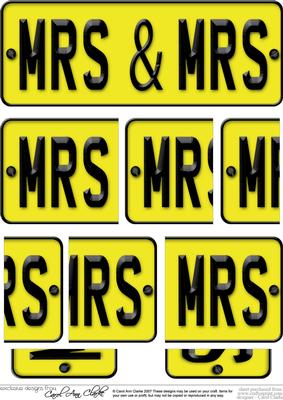 Mrs & Mrs Novelty Number Plate with Side Stacker