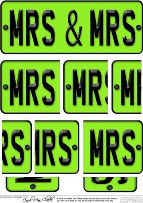 Mrs & Mrs Novelty Number Plate with Side Stacker