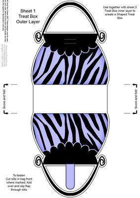 Zebra Striped Handbag Shaped Treat or Favour Box Sheet 1