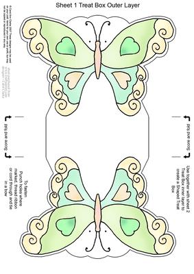 Fluttery Butterfly Shaped Treat or Favour Box Sheet 1