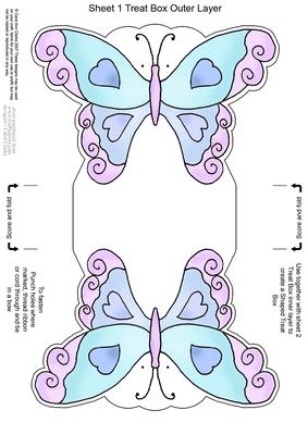 Fluttery Butterfly Shaped Treat or Favour Box Sheet 1