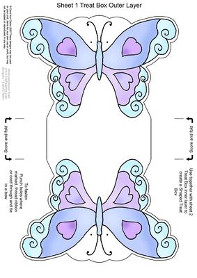 Fluttery Butterfly Shaped Treat or Favour Box Sheet 1