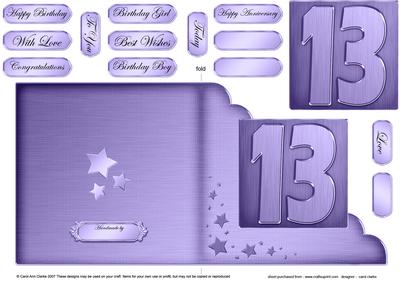 13th Metallic Age Cut and Fold Corner Card
