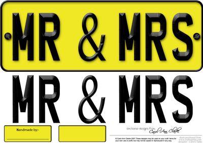 Large Dl Mr & Mrs Novelty Number Plate N 3D Decoupage
