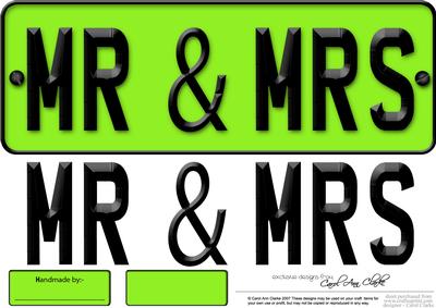 Large Dl Mr & Mrs Novelty Number Plate N 3D Decoupage