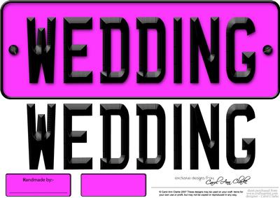 Large Dl Wedding Novelty Number Plate N 3D Decoupage