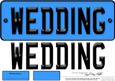 Large Dl Wedding Novelty Number Plate N 3D Decoupage
