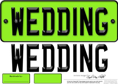 Large Dl Wedding Novelty Number Plate N 3D Decoupage