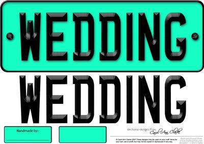 Large Dl Wedding Novelty Number Plate N 3D Decoupage