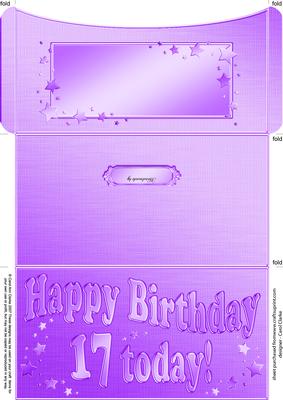 17th Birthday Metallic Age Money or Gift Wallet and Card