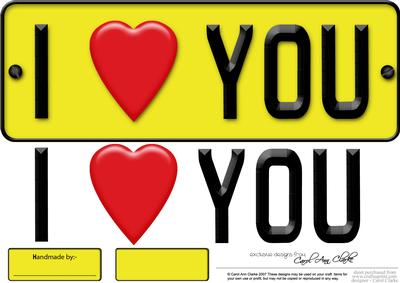 Large Dl I Love You Novelty Number Plate N 3D Decoupage