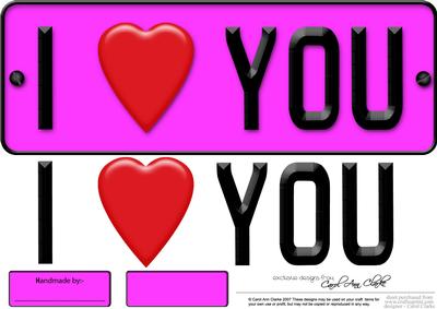 Large Dl I Love You Novelty Number Plate N 3D Decoupage