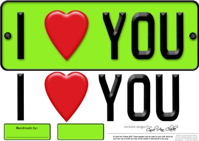 Large Dl I Love You Novelty Number Plate N 3D Decoupage