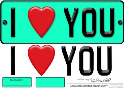 Large Dl I Love You Novelty Number Plate N 3D Decoupage