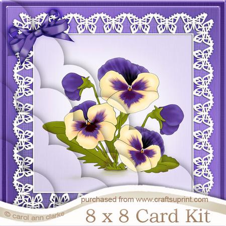 8 x 8 Pansy on Butterfly Lace Kit with Scalloped Corners