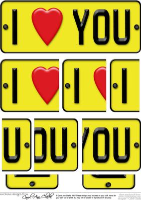 I Love You Novelty Number Plate with Side Stacker