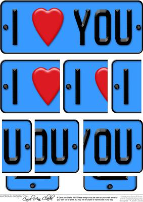 I Love You Novelty Number Plate with Side Stacker
