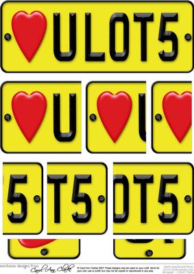 Love You Lots Novelty Number Plate with Side Stacker