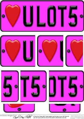 Love You Lots Novelty Number Plate with Side Stacker