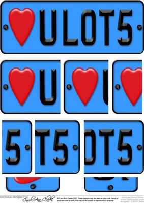 Love You Lots Novelty Number Plate with Side Stacker