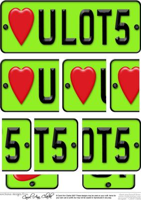 Love You Lots Novelty Number Plate with Side Stacker