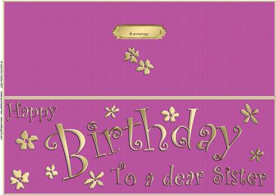 Large Dl Birthday Sister Quick Cut and Fold Card