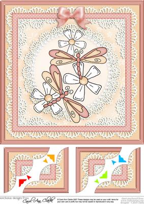 8 x 8 Dreamy Dragonflies Scalloped Corner Topper