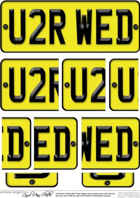 You 2 Are Wed Novelty Number Plate with Side Stacker