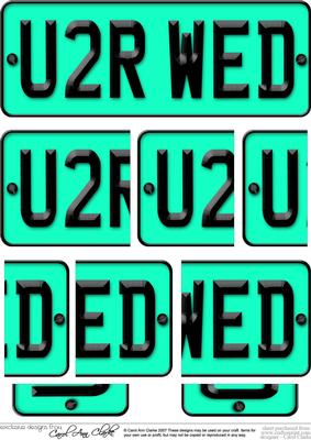 You 2 Are Wed Novelty Number Plate with Side Stacker