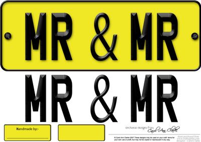 Large Dl Mr & Mr Novelty Number Plate N 3D Decoupage