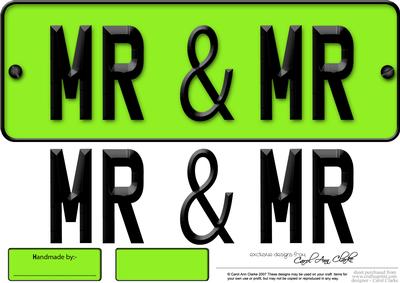 Large Dl Mr & Mr Novelty Number Plate N 3D Decoupage