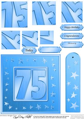 75th Bright Metallic Age Quick Card with Twisted Pyramage