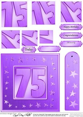75th Bright Metallic Age Quick Card with Twisted Pyramage