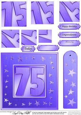 75th Bright Metallic Age Quick Card with Twisted Pyramage