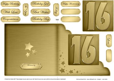 16th Metallic Age Cut and Fold Corner Card