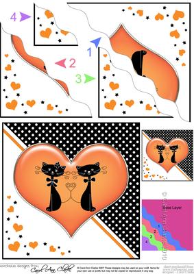 Kool Kats Purrfect Love Wavy Corner Side Stacker Topper