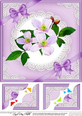 8 x 8 Clematis and Lace Scalloped Corner Topper