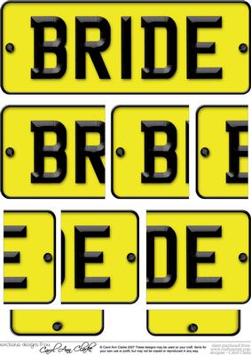 Bride Novelty Number Plate with Side Stacker